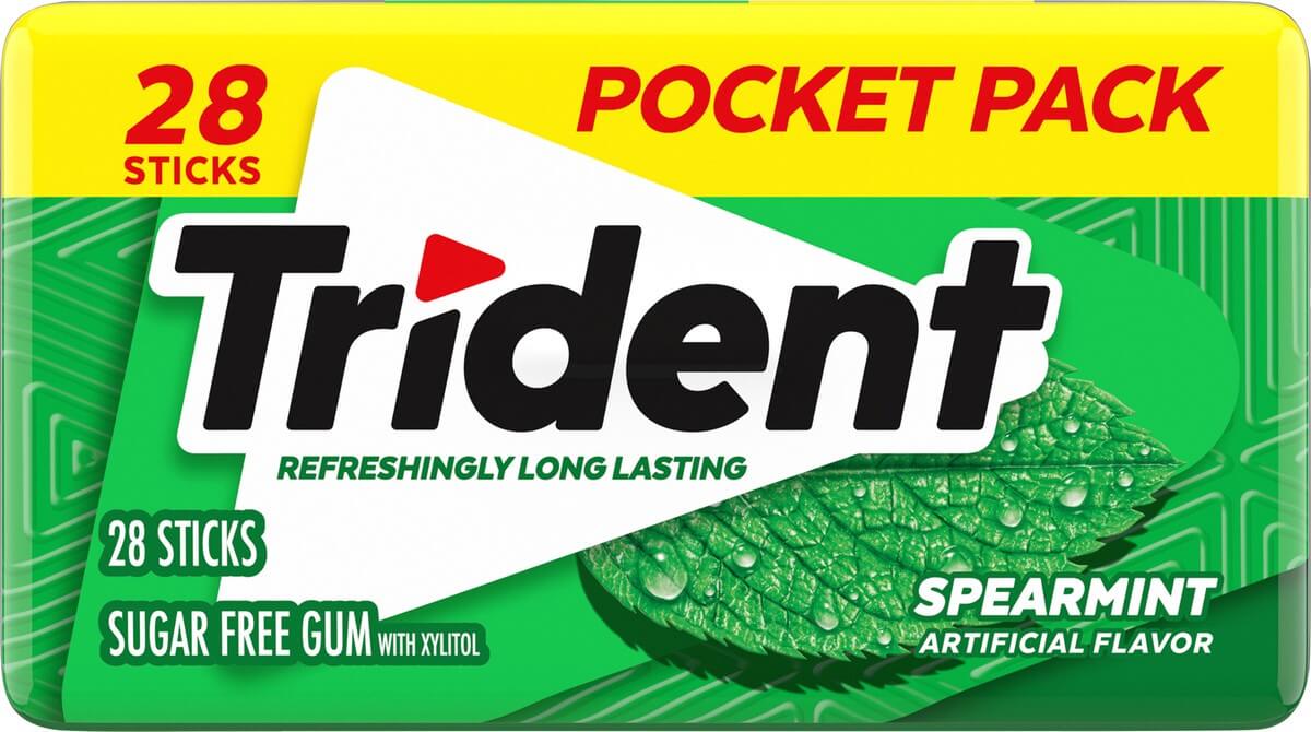 Trident Sugar Free Gum - Spearmint Flavored 28 sticks